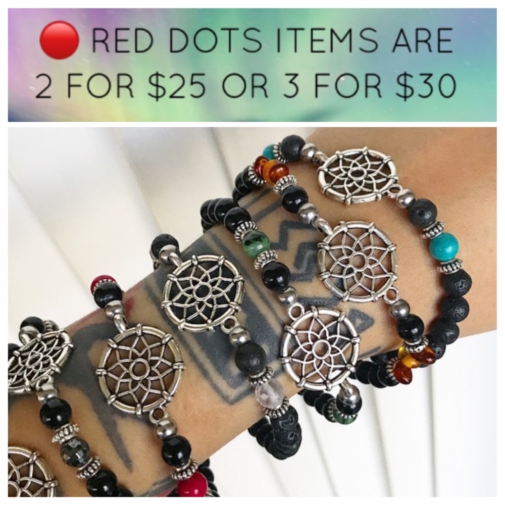 🔴❌ Sale ! Genuine mixt gemstones onyx dream catcher bracelet